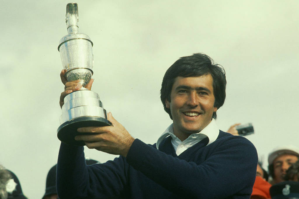 Seve Ballesteros poses with the Claret Jug after winning The Open in 1979